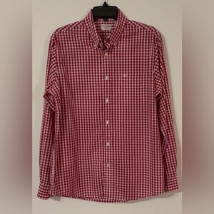 Dockers Red White Blue Plaid Gingham Oxford Collar Casual Button Down Shirt